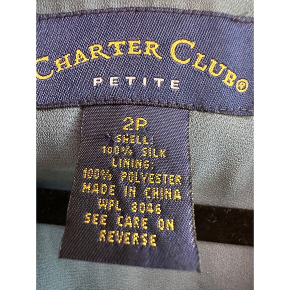 Charter Club Button Silk dress Petite Size 2 - Picture 3 of 3